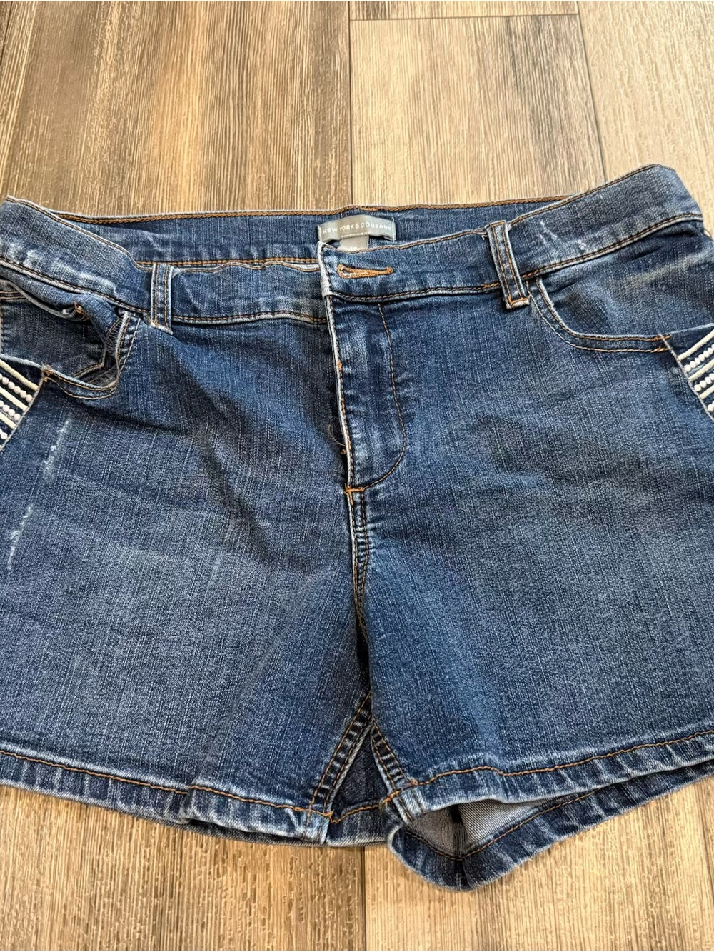 New York & Company Dark Blue Denim Shorts